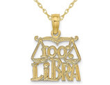 10K Yellow Gold 100% LIBRA Charm Astrology Zodiac Pendant Necklace with Chain